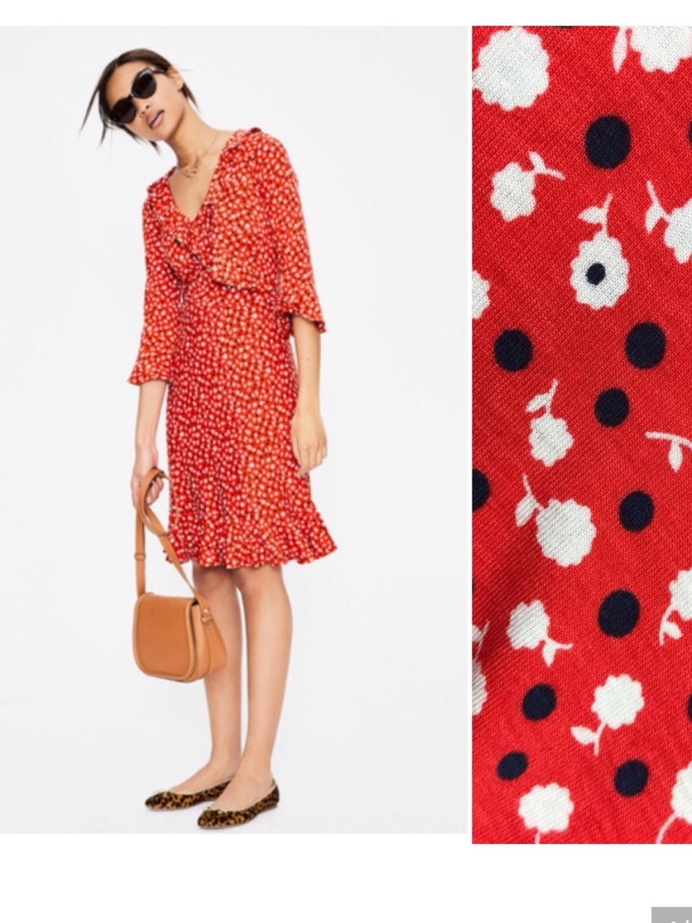 Boden Michaela Jersey Rosehip Daisy Ditsy Dress Size 10R